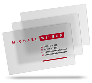 Michael Wilson's frosted translucent clear plastic business cards