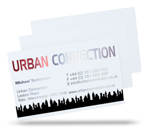 white plastic business cards information