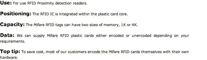 Information on RFID Cards