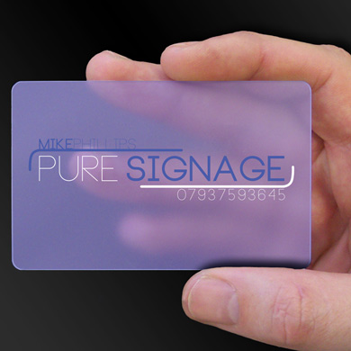 plastic business cards for Pure Signage is design of the week